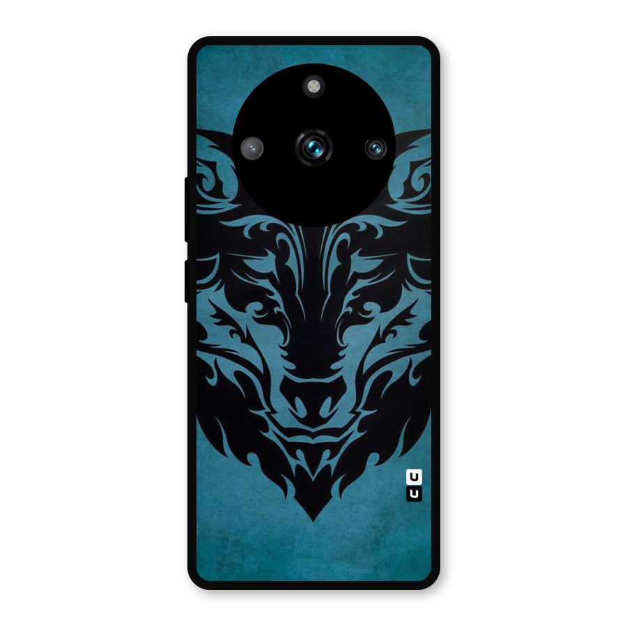 Black Artistic Wolf Metal Back Case for Realme Narzo 60 Pro