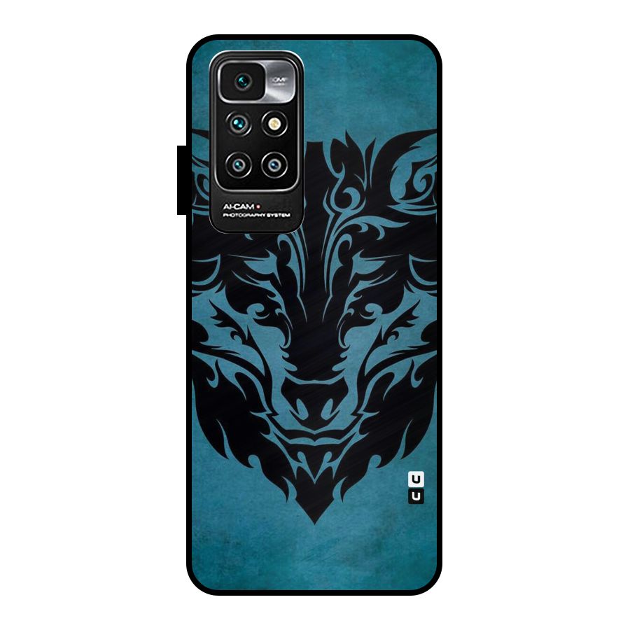 Black Artistic Wolf Metal Back Case for Redmi 10 Prime