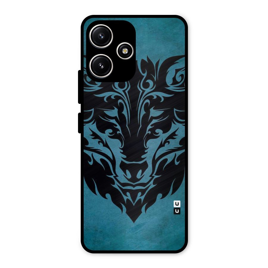 Black Artistic Wolf Metal Back Case for Redmi 12 5G