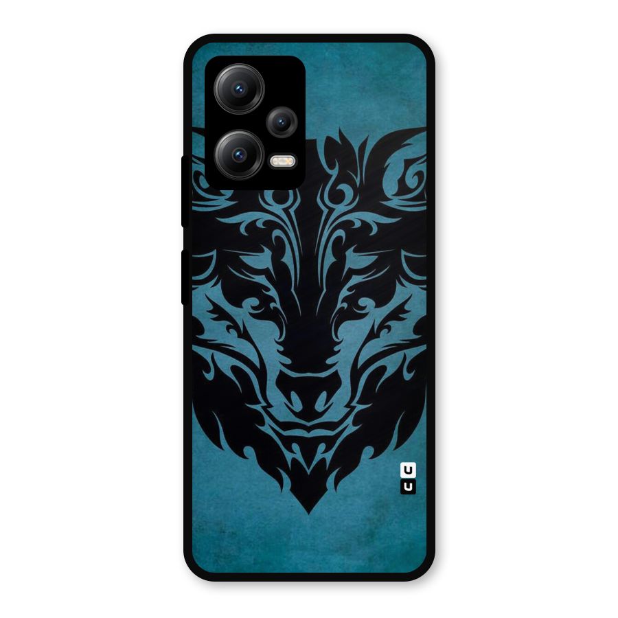 Black Artistic Wolf Metal Back Case for Redmi Note 12 5G