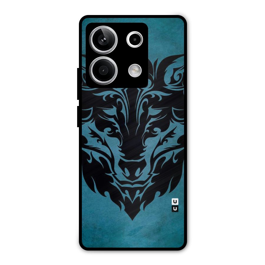 Black Artistic Wolf Metal Back Case for Redmi Note 13 5G