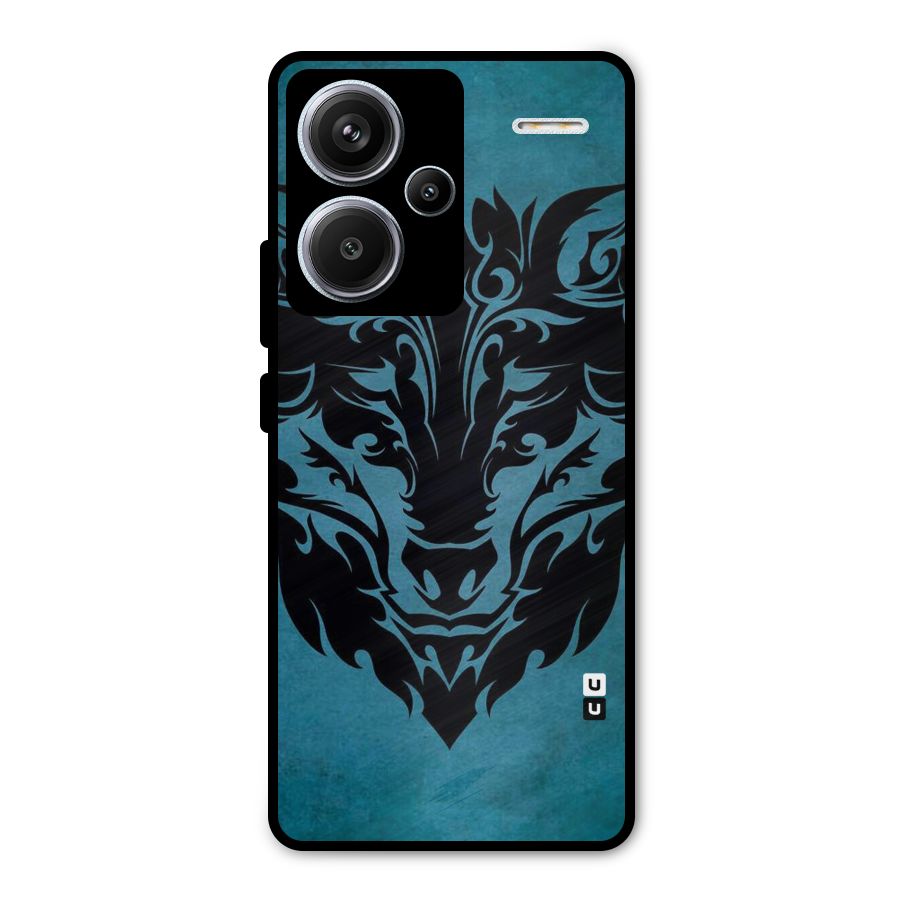 Black Artistic Wolf Metal Back Case for Redmi Note 13 Pro Plus