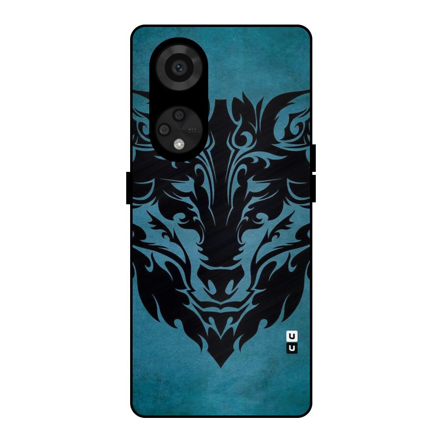 Black Artistic Wolf Metal Back Case for Reno8 T 5G
