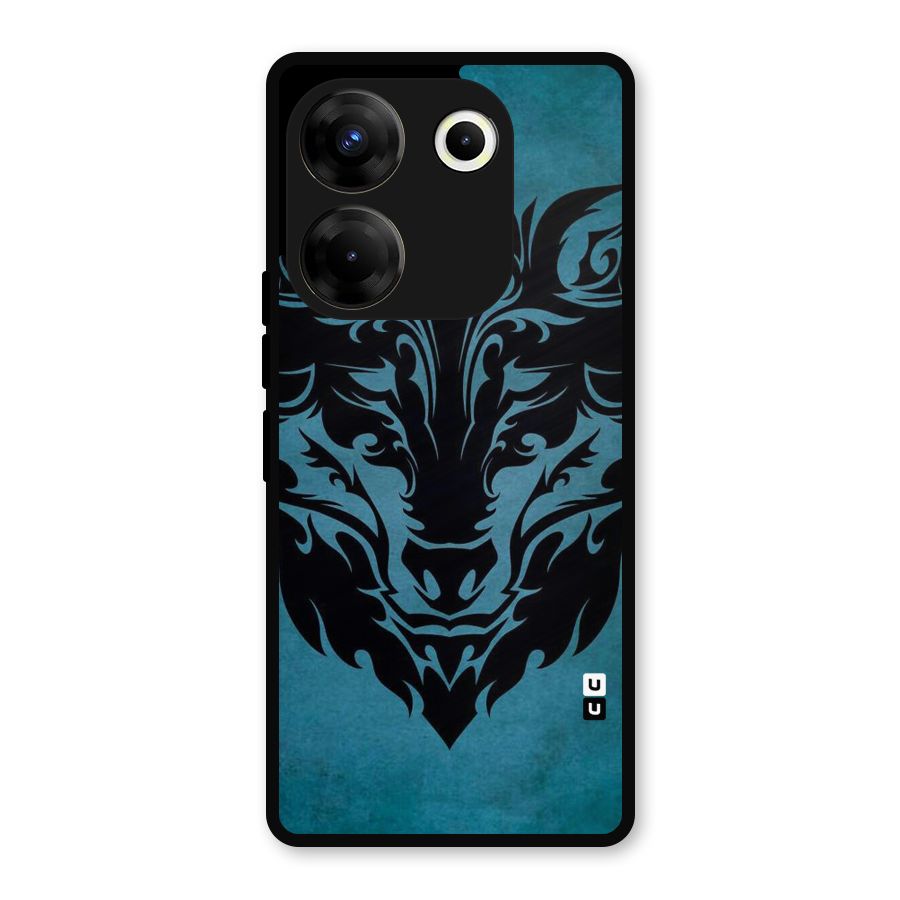 Black Artistic Wolf Metal Back Case for Tecno Camon 20 Pro