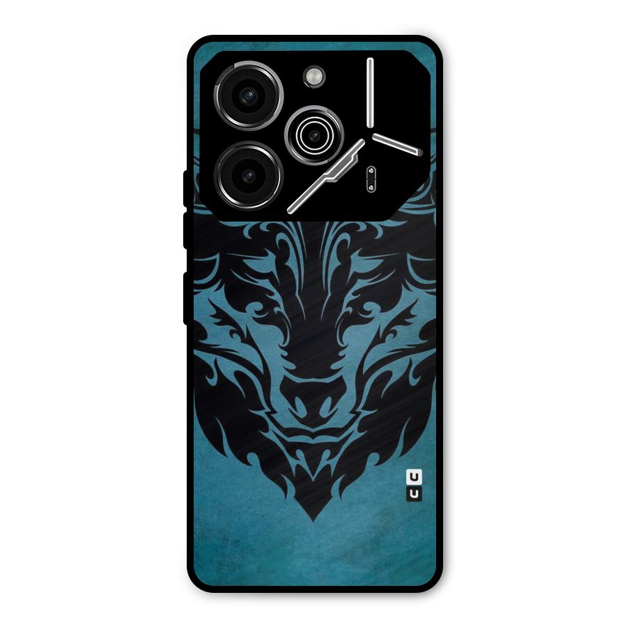 Black Artistic Wolf Metal Back Case for Tecno Pova 6 Pro