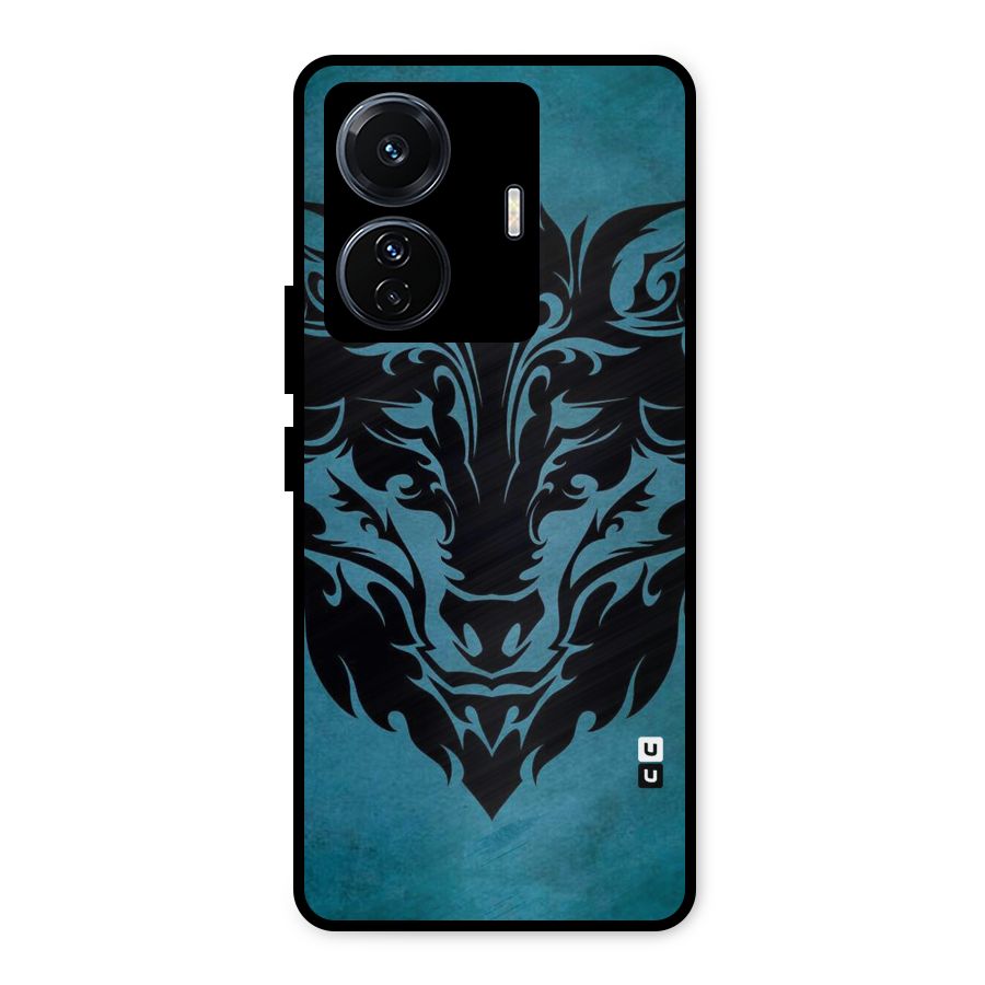 Black Artistic Wolf Metal Back Case for Vivo T1 Pro