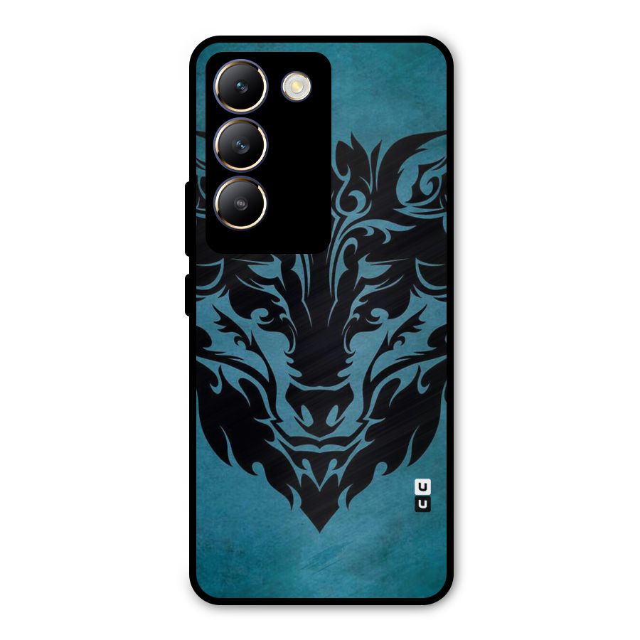 Black Artistic Wolf Metal Back Case for Vivo T3 5G