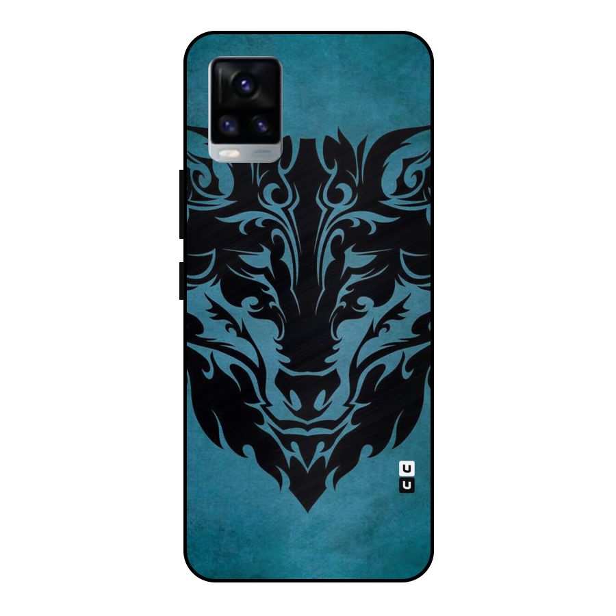 Black Artistic Wolf Metal Back Case for Vivo V20 2021