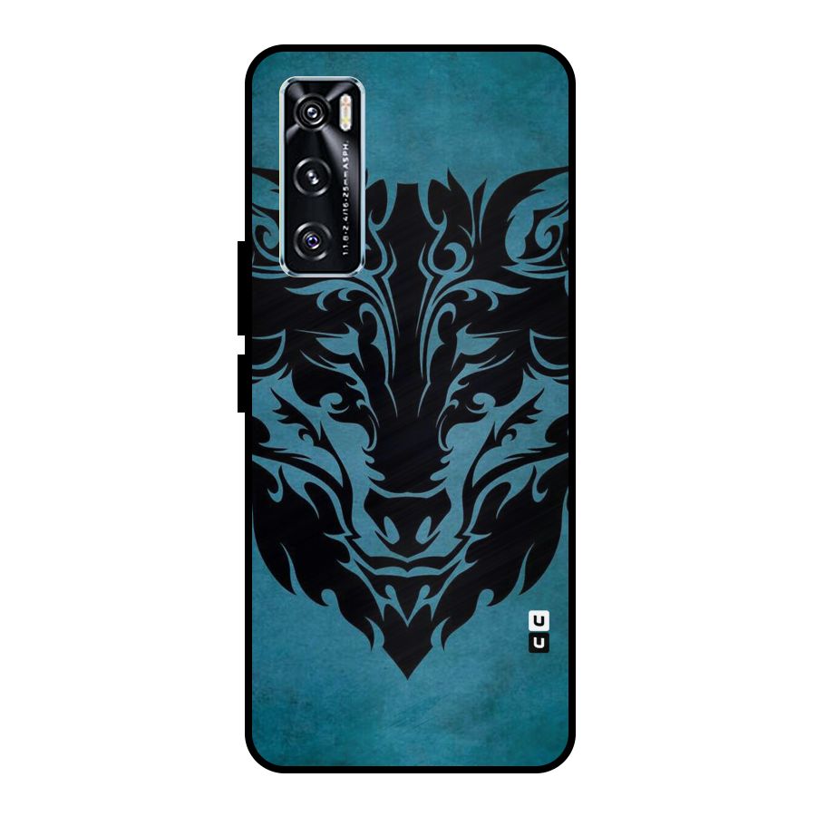 Black Artistic Wolf Metal Back Case for Vivo V20 SE