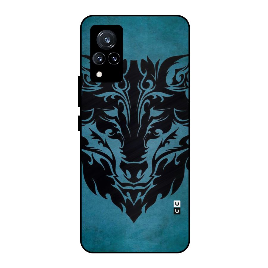 Black Artistic Wolf Metal Back Case for Vivo V21 5G