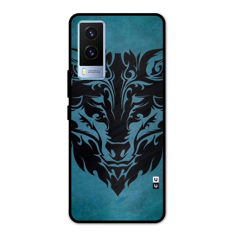 Black Artistic Wolf Metal Back Case for Vivo V21e 5G