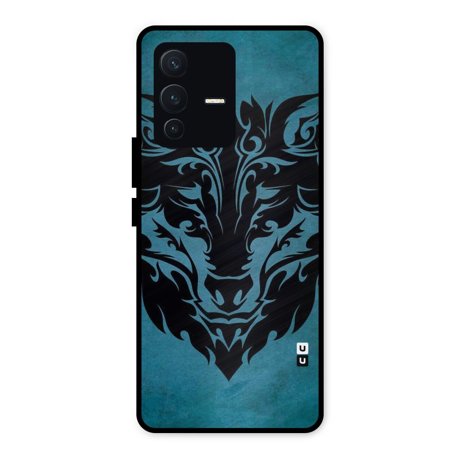 Black Artistic Wolf Metal Back Case for Vivo V23 5G