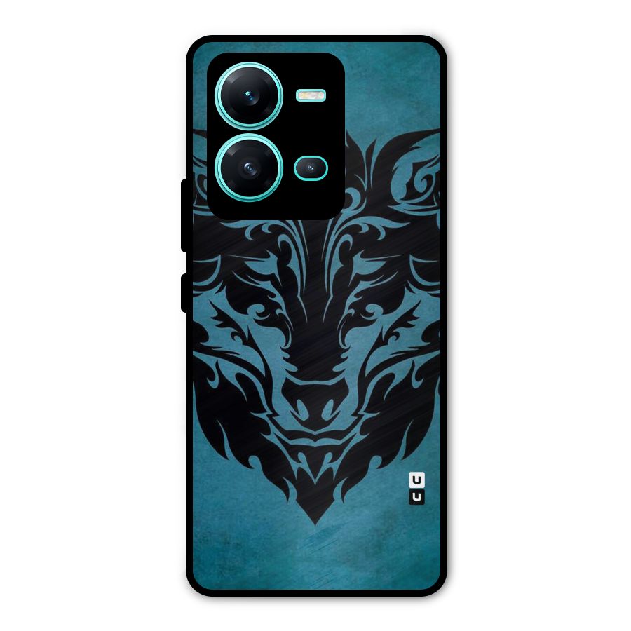 Black Artistic Wolf Metal Back Case for Vivo V25