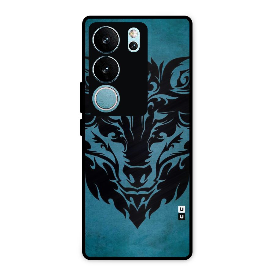 Black Artistic Wolf Metal Back Case for Vivo V29