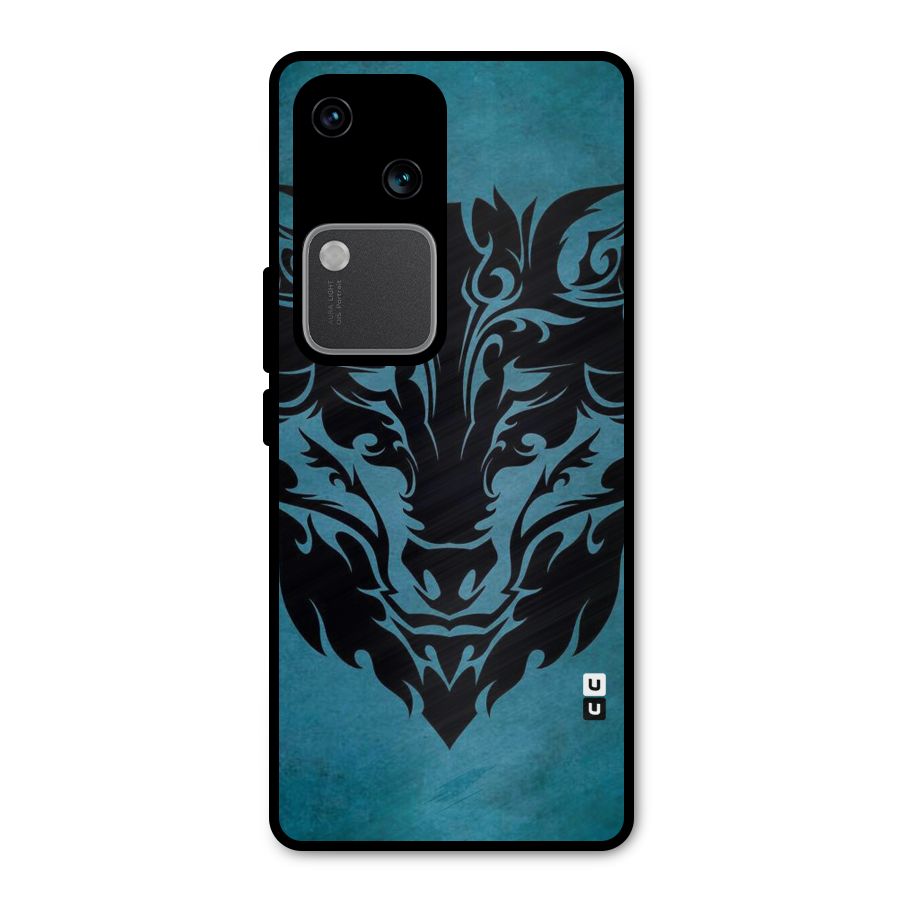 Black Artistic Wolf Metal Back Case for Vivo V30 Pro