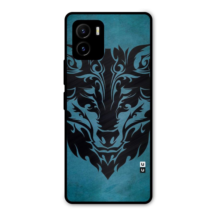 Black Artistic Wolf Metal Back Case for Vivo Y15s