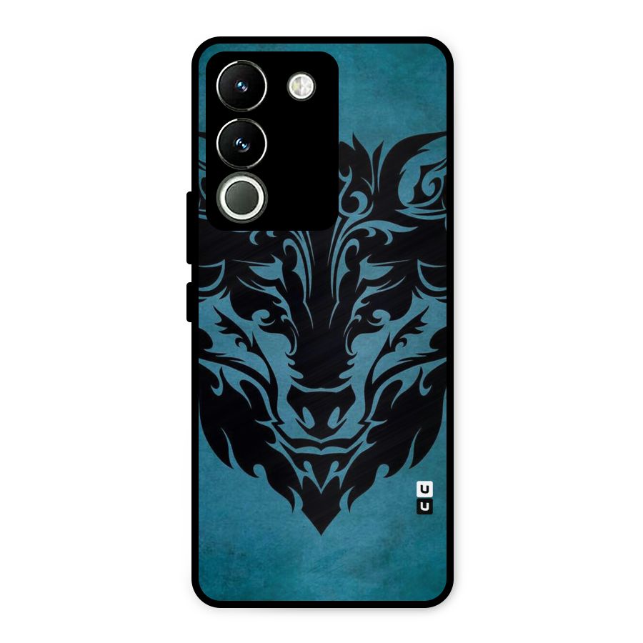 Black Artistic Wolf Metal Back Case for Vivo Y200