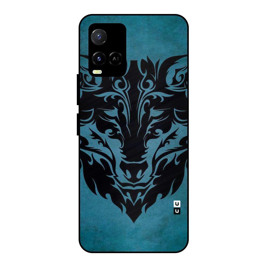Black Artistic Wolf Metal Back Case for Vivo Y21