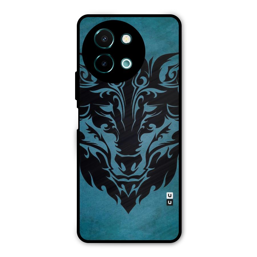 Black Artistic Wolf Metal Back Case for Vivo Y58