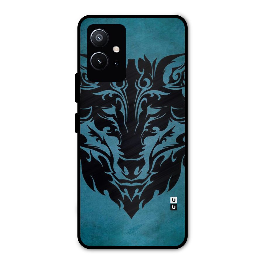 Black Artistic Wolf Metal Back Case for Vivo Y75 5G