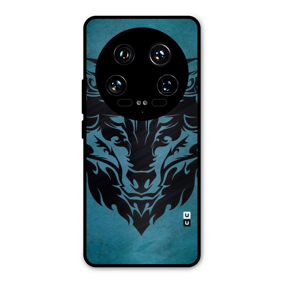 Black Artistic Wolf Metal Back Case for Xiaomi 14 Ultra