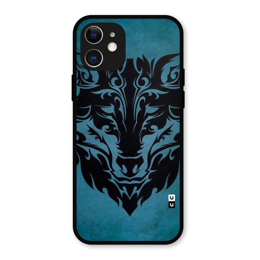 Black Artistic Wolf Metal Back Case for iPhone 12