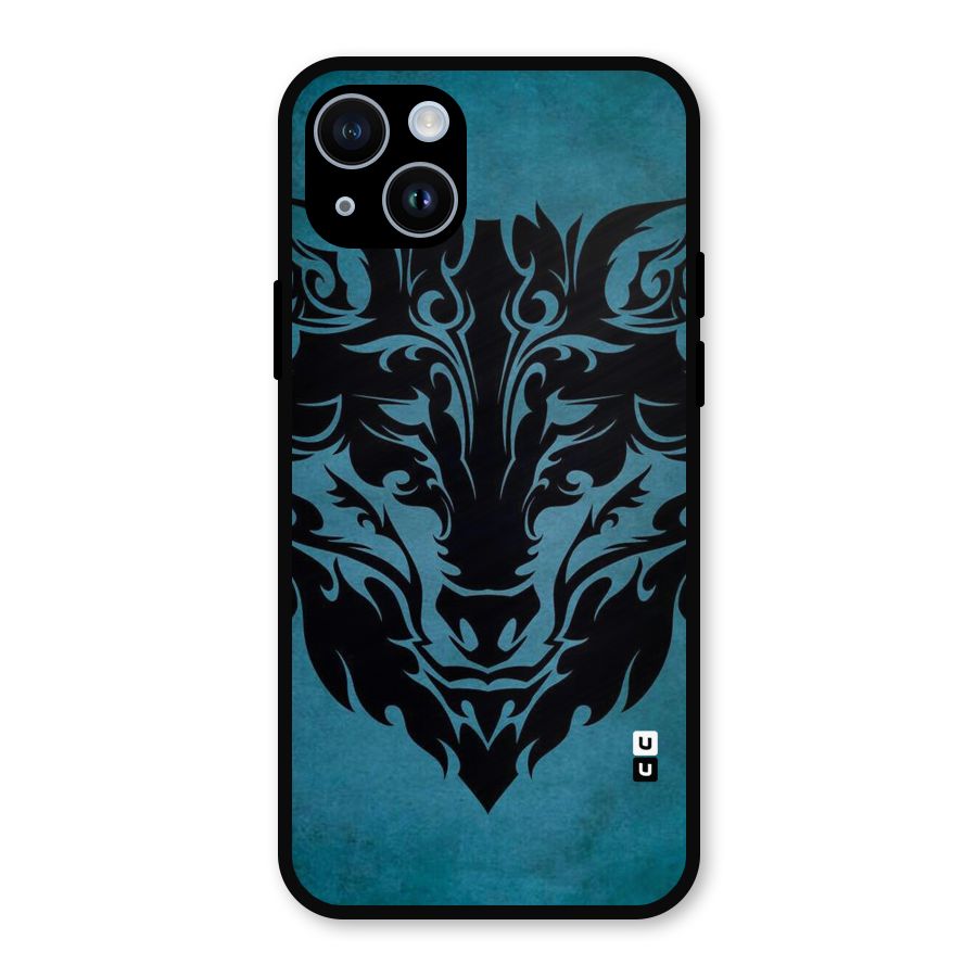 Black Artistic Wolf Metal Back Case for iPhone 14