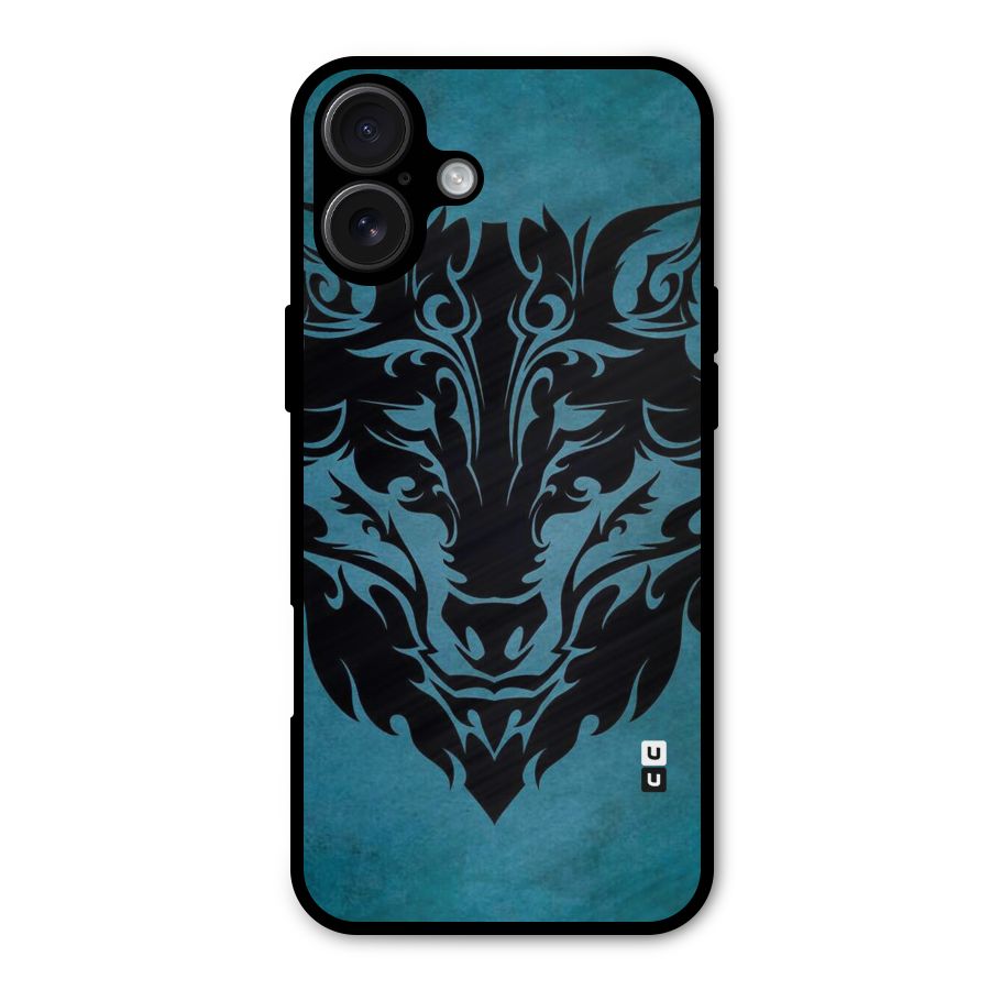 Black Artistic Wolf Metal Back Case for iPhone 16 Plus