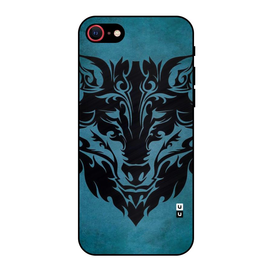Black Artistic Wolf Metal Back Case for iPhone SE 2022
