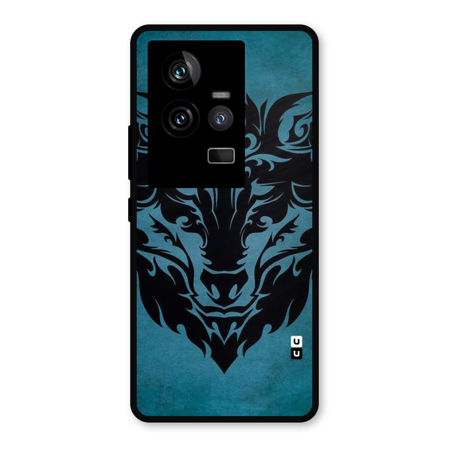 Black Artistic Wolf Metal Back Case for iQOO 11 5G