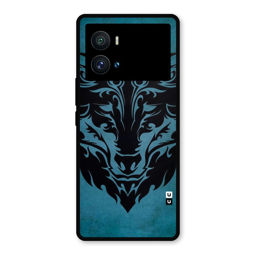 Black Artistic Wolf Metal Back Case for iQOO 9 Pro
