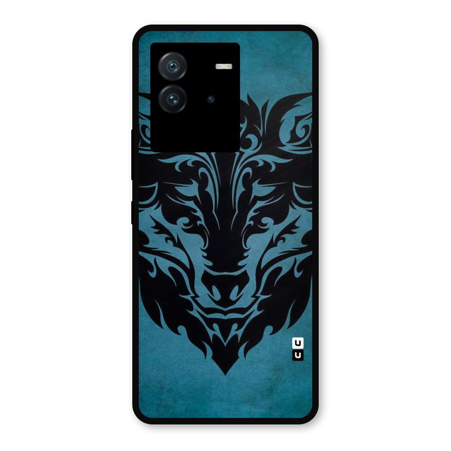 Black Artistic Wolf Metal Back Case for iQOO Neo 6 5G