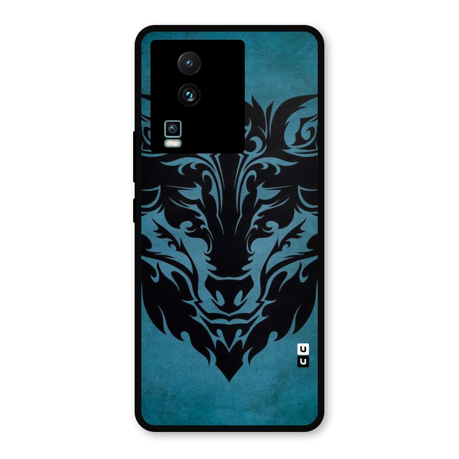 Black Artistic Wolf Metal Back Case for iQOO Neo 7 Pro