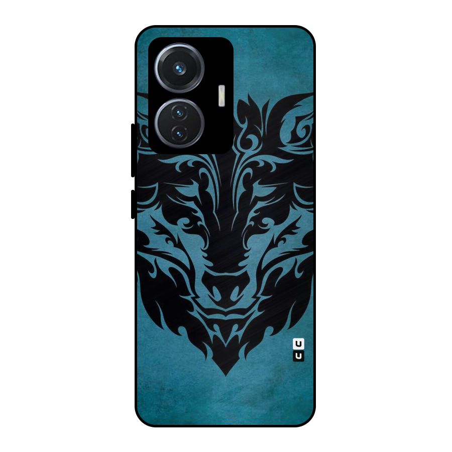 Black Artistic Wolf Metal Back Case for iQOO Z6 44W