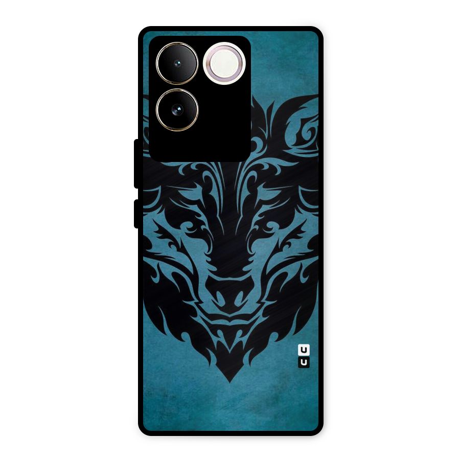 Black Artistic Wolf Metal Back Case for iQOO Z7 Pro