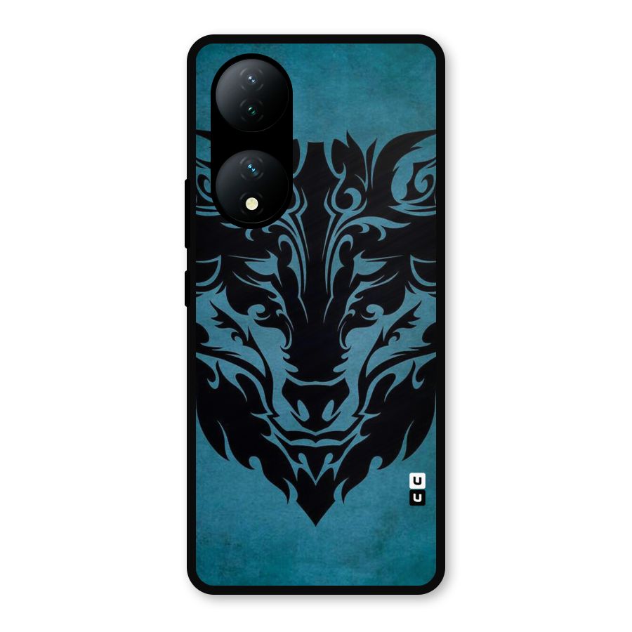 Black Artistic Wolf Metal Back Case for iQOO Z7s