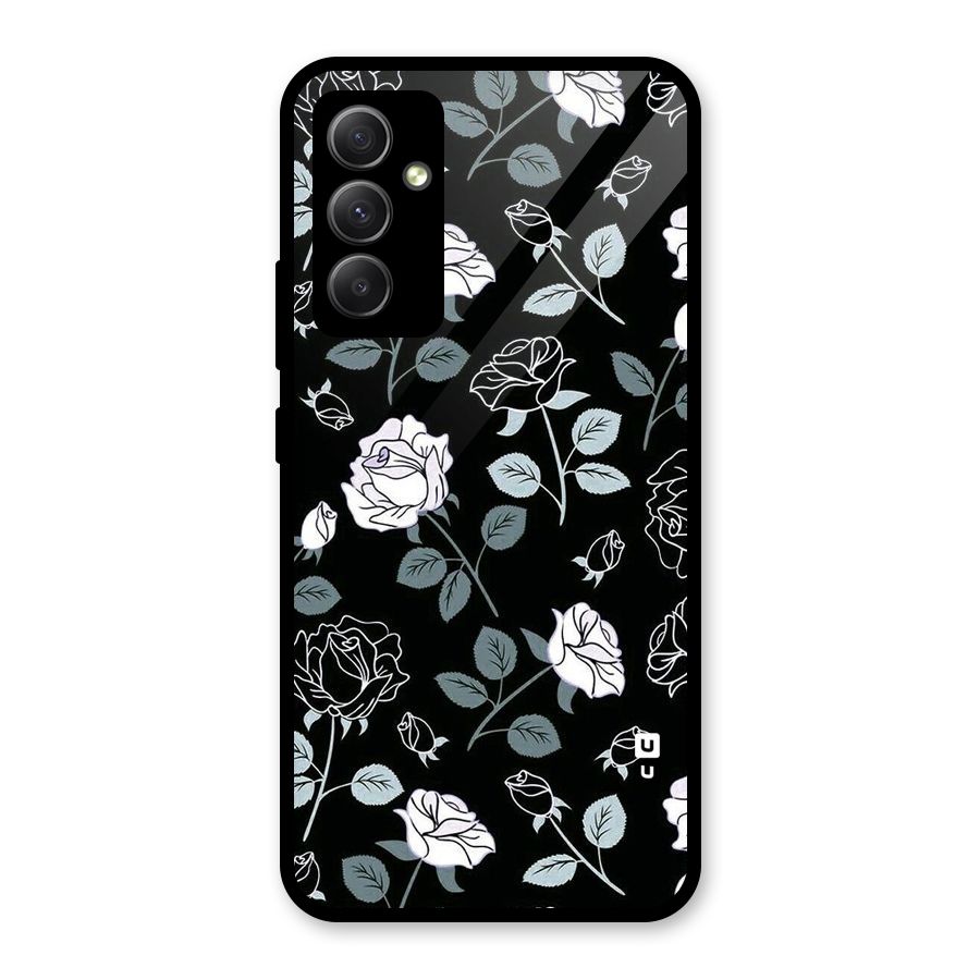 Black Artsy Bloom Glass Back Case for Galaxy A34