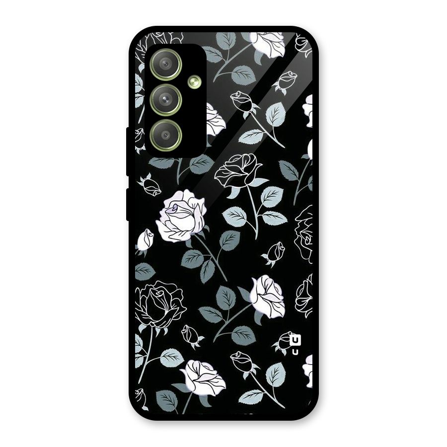Black Artsy Bloom Glass Back Case for Galaxy A54