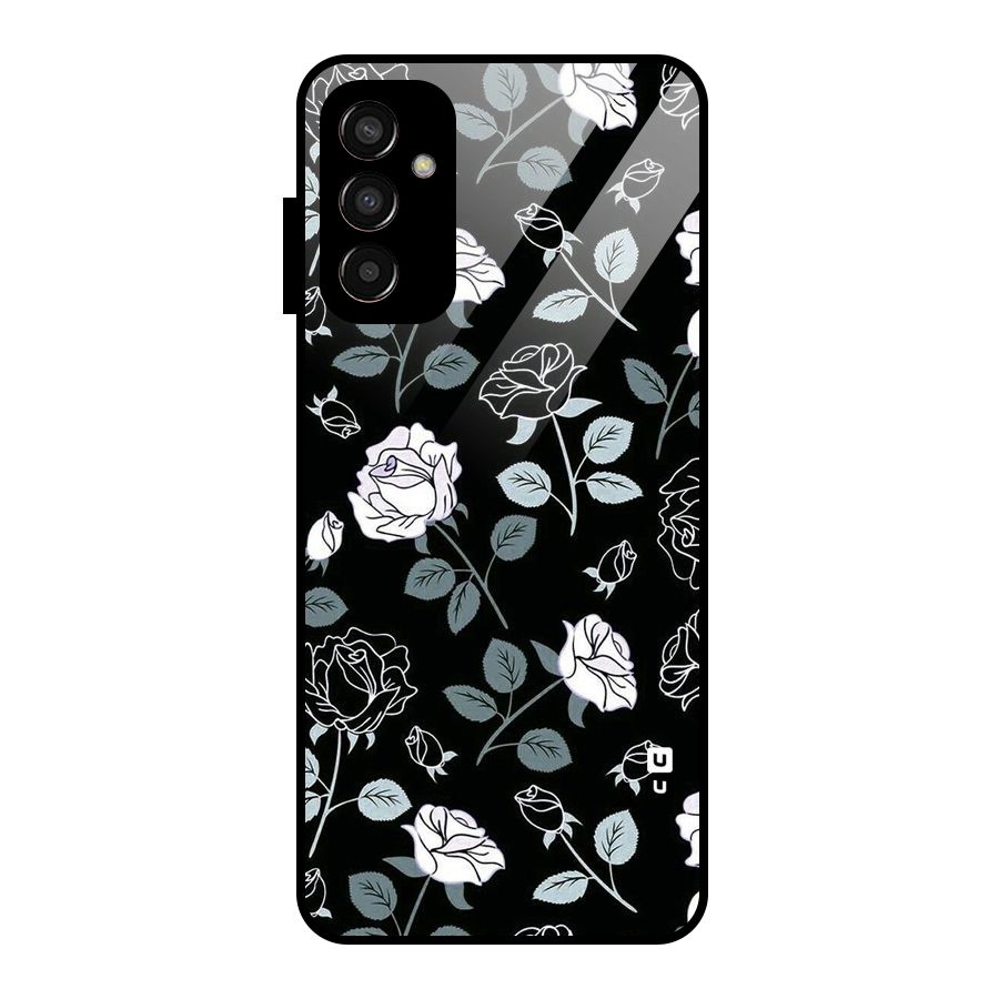 Black Artsy Bloom Glass Back Case for Galaxy F13