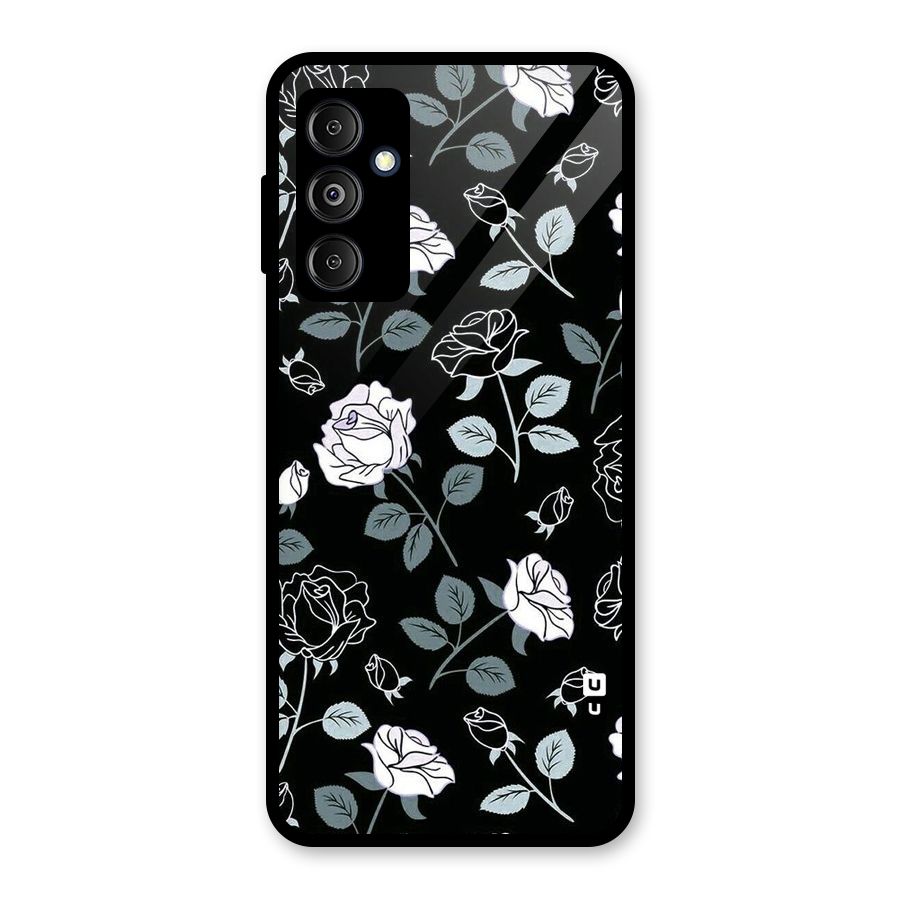 Black Artsy Bloom Glass Back Case for Galaxy M14 5G