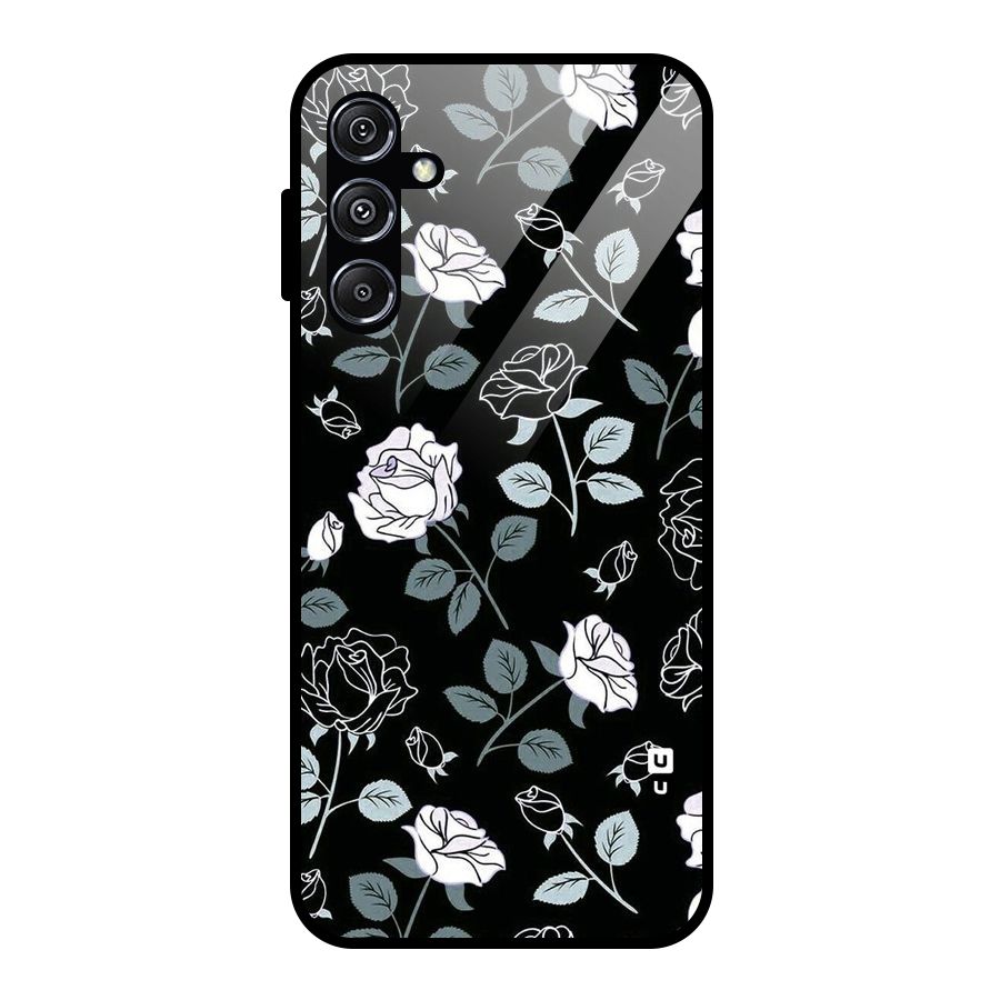 Black Artsy Bloom Glass Back Case for Galaxy M34 5G