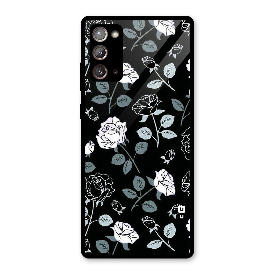 Black Artsy Bloom Glass Back Case for Galaxy Note 20