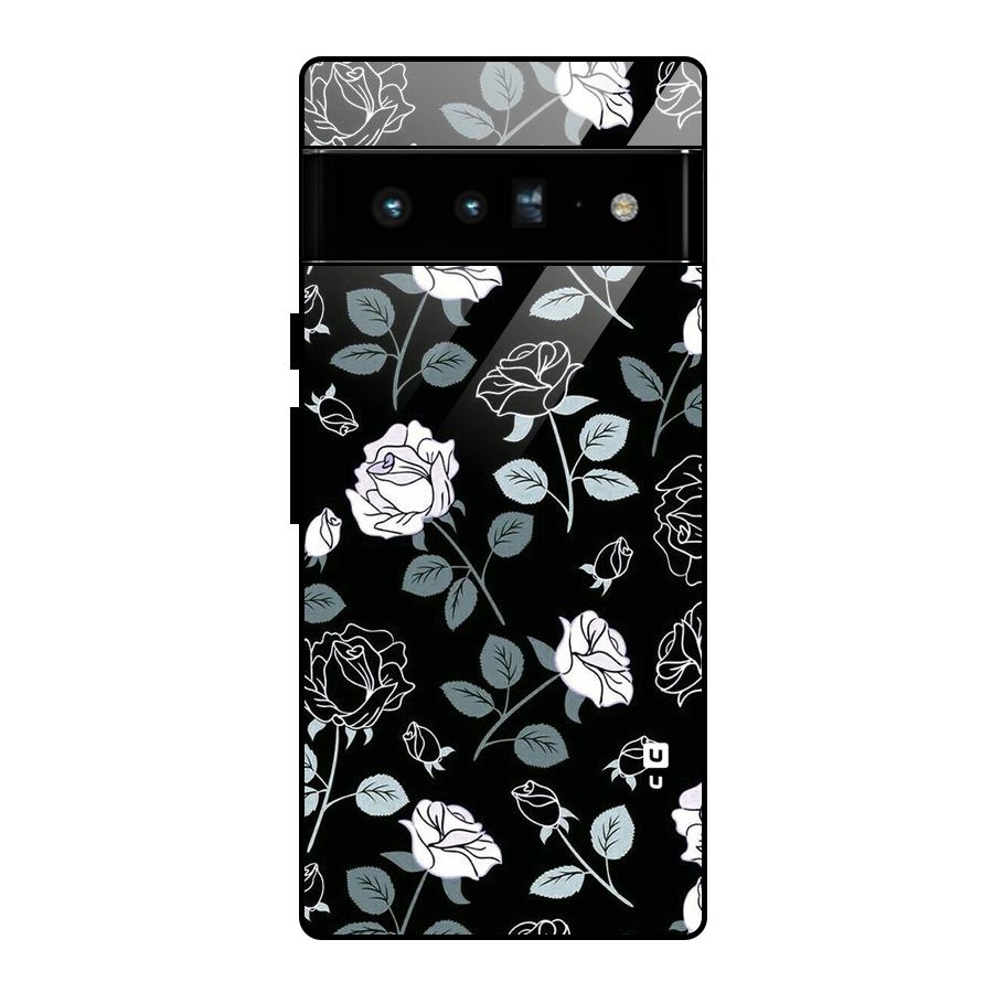 Black Artsy Bloom Glass Back Case for Google Pixel 6 Pro