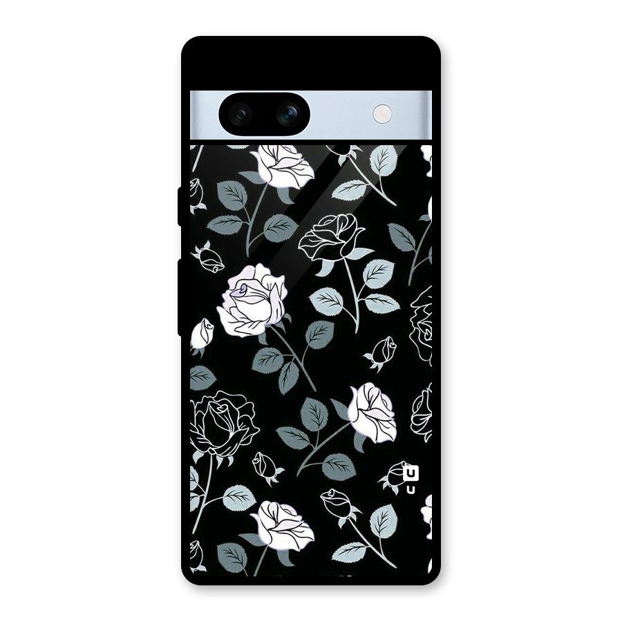 Black Artsy Bloom Glass Back Case for Google Pixel 7a