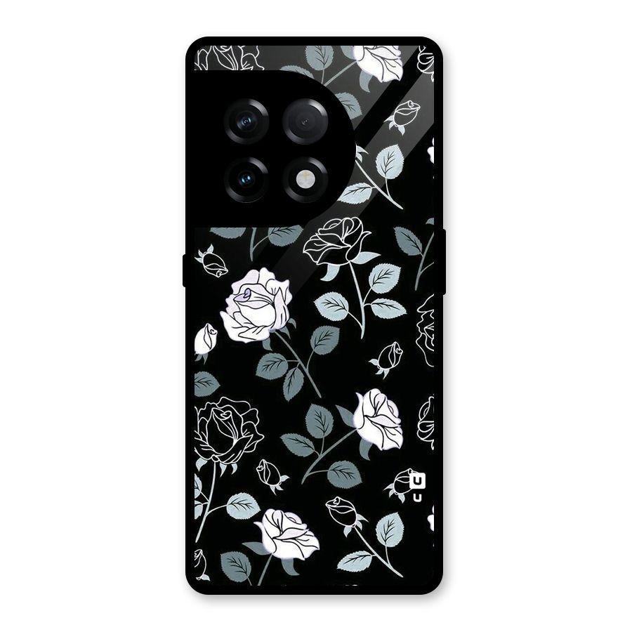 Black Artsy Bloom Glass Back Case for OnePlus 11R