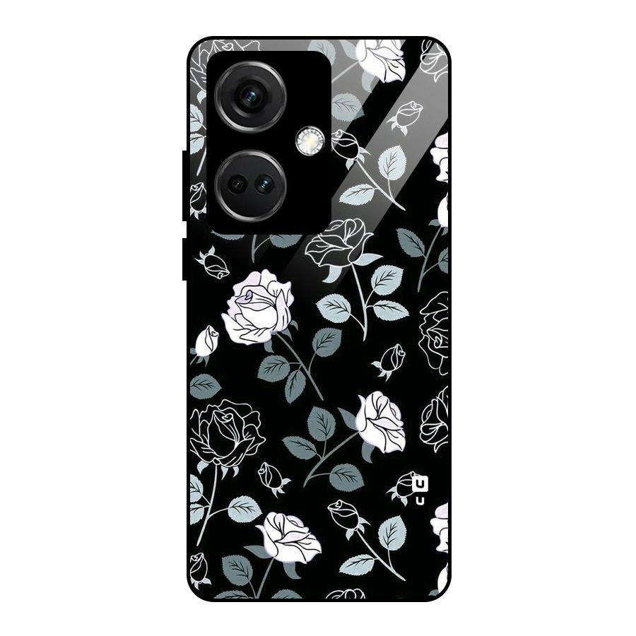 Black Artsy Bloom Glass Back Case for OnePlus Nord CE 3 5G