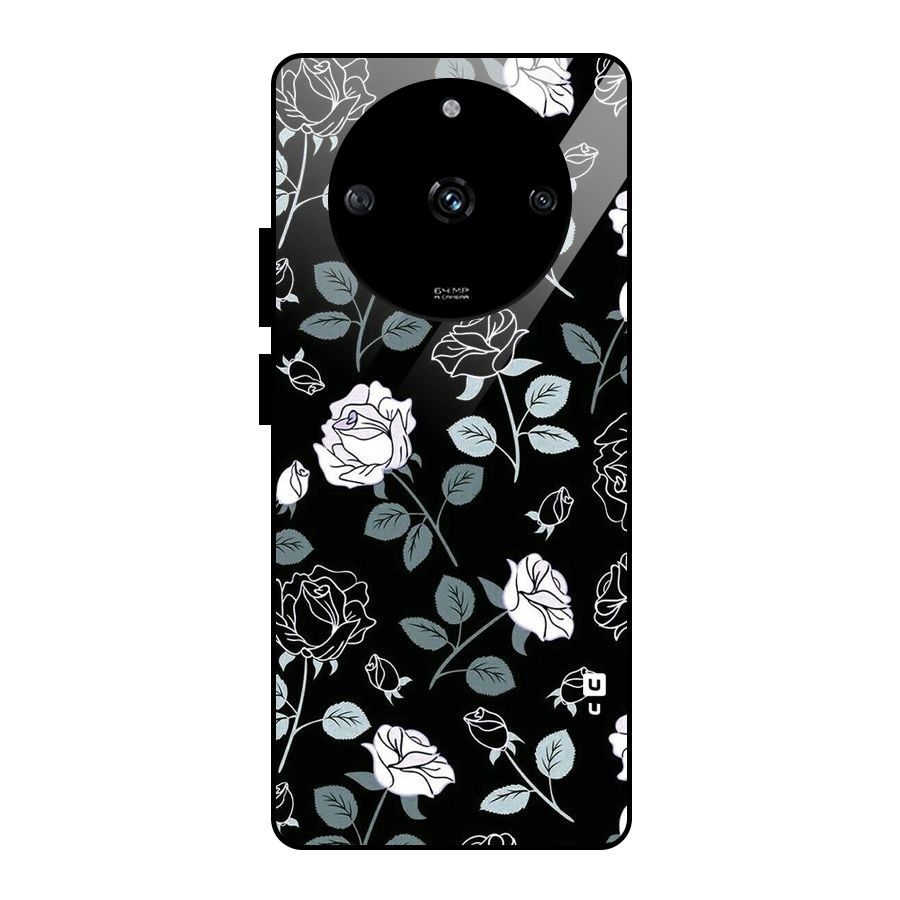 Black Artsy Bloom Glass Back Case for Realme Narzo 60 5G