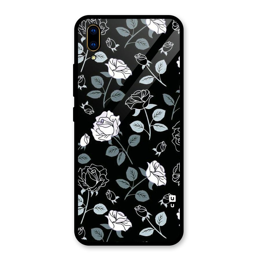 Black Artsy Bloom Glass Back Case for Vivo V11 Pro
