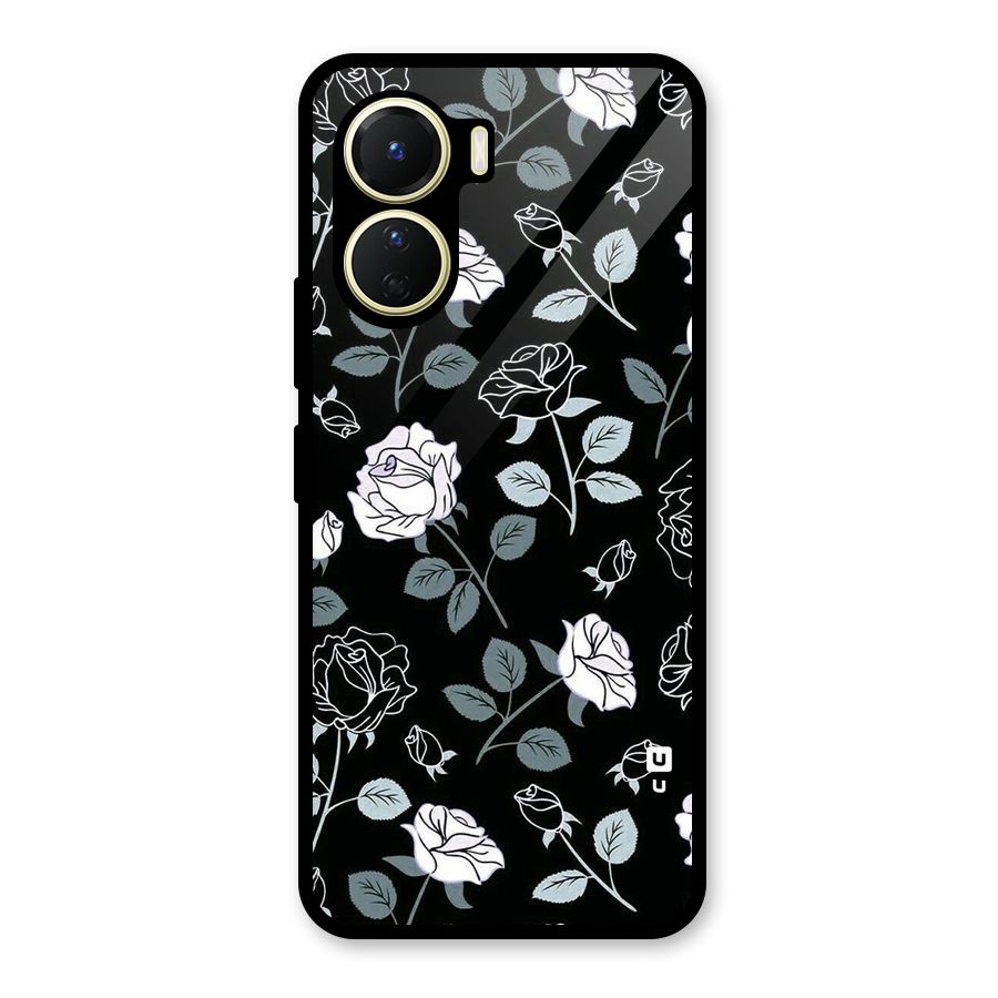 Black Artsy Bloom Glass Back Case for Vivo Y16