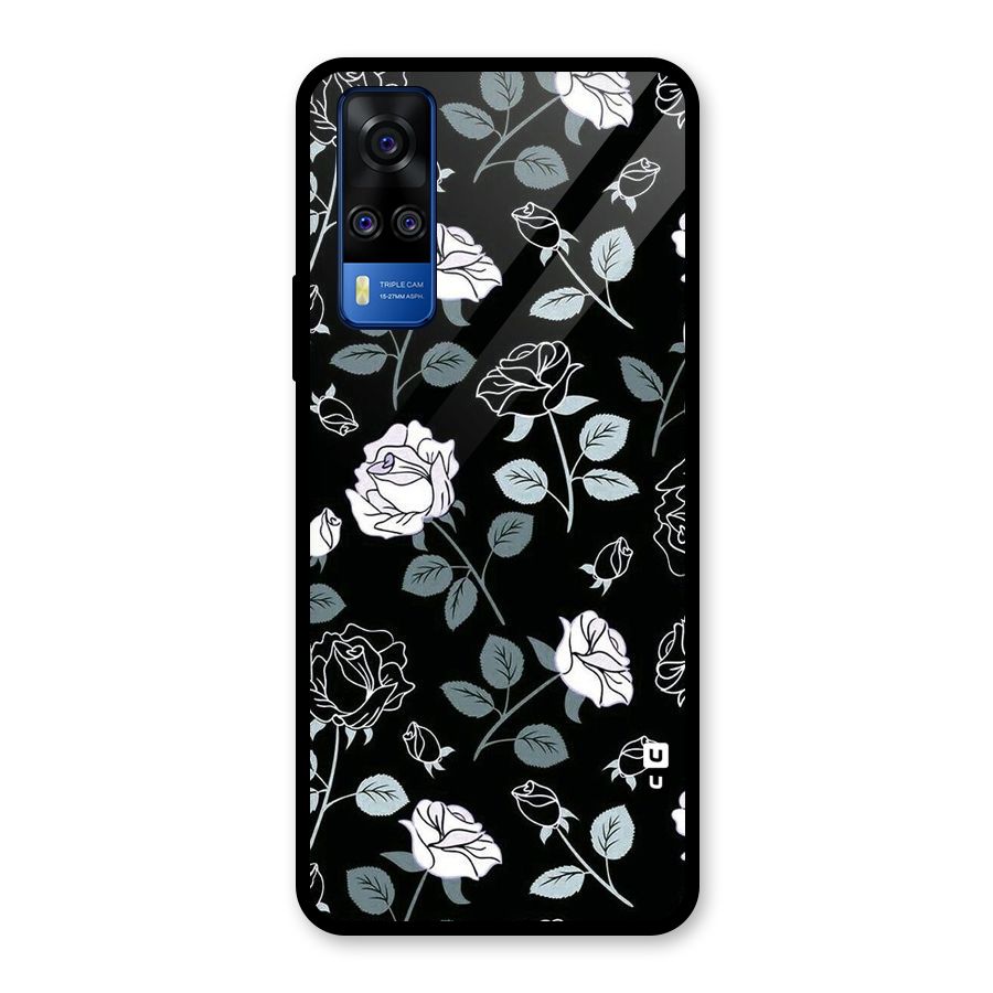 Black Artsy Bloom Glass Back Case for Vivo Y31